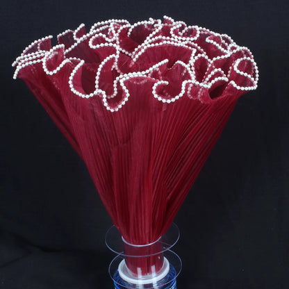 Malla Floral Plisada con Borde de Perlas